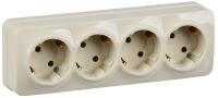 GLORY Розетка 4-местная для открытой установки с заземлением без защитных шторок 16А РС24-3-ХК кремовый IEK