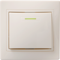 KVARTA Выключатель 1-клавишный с индикацией 10А ВС10-1-1-ККм кремовый GENERICA