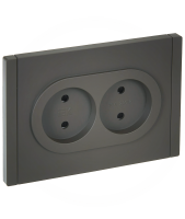FORTE&PIANO Розетка 2-местная без заземления с защитными шторками безвинтовое крепление 10А FP325 серый IEK