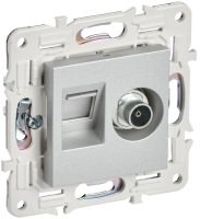 SKANDY Розетка двойная TV+RJ45 кат.6 SK-A15S серебряный IEK