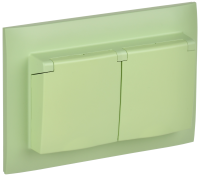 SKANDY Розетка 2-местная и крышкой 16А в сборе IP44 SK-R12G мятный IEK