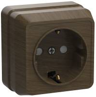 OKTAVA Розетка 1-местная с заземлением с защитными шторками для открытой установки 16А РСш20-3-ОД дуб GENERICA