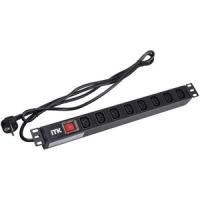 ITK PDU 7 розеток C13 с LED выкл,1U, шнур 2м вилка нем.ст