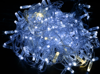 Гирлянда нить 10м 100 светодиодов белый свет IP44 прозрачный шнур 3м 230В мерцание транзит IEK