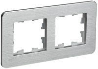 BRITE Рамка 2-местная РУ-2-1-Бр металл алюминий RE AL IEK