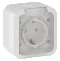 TORS Розетка 1-местная заземляющим контактом и крышкой 16А IP55 TS320 белый IEK