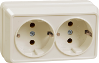OKTAVA Розетка 2-местная с заземлением для открытой установки 16А РС22-3-ОКм кремовый GENERICA