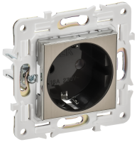SKANDY Розетка с заземлением без защитных шторок 16А SK-R05N металл никель IEK