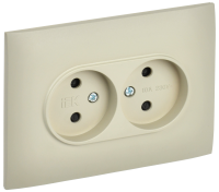 SKANDY Розетка 2-местная без заземления с защитными шторками 10А в сборе SK-R09B бежевый IEK