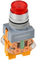 Кнопка управления D7-11DNZS d=22мм 1NC+1NO с подсветкой и фиксацией красная GENERICA