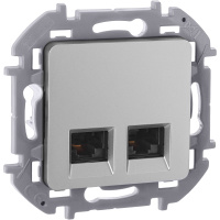 INSPIRIA Розетка компьютерная двойная RJ45 категория 5Е UTP алюминий