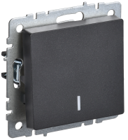 BRITE Выключатель 1-клавишный проходной с индикацией 10А ВС10-1-7-БрЧ черный IEK