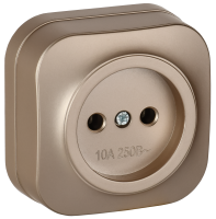 GLORY Розетка 1-местная для открытой установки без заземления без защитных шторок 10А РС20-2-ХШм шампань матовый IEK