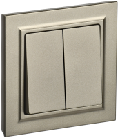 BRITE Выключатель 2-клавишный 10А в сборе ВСР10-2-0-БрШ шампань IEK