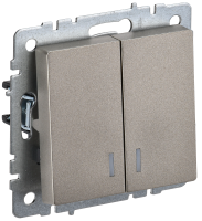 BRITE Выключатель 2-клавишный с индикацией 10А ВС10-2-1-БрШ шампань IEK