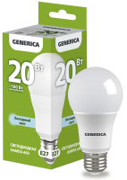 Лампа светодиодная A60 груша 20Вт 230В 6500К E27 GENERICA