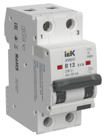 ARMAT Автоматический выключатель дифференциального тока B10N 2P B13 30мА тип AC IEK