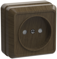 OKTAVA Розетка 1-я без заземления с защитными шторками для открытой установки 10А РСш20-2-ОД дуб GENERICA