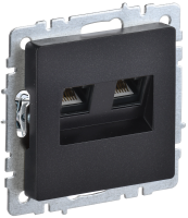 BRITE Розетка компьютерная двойная RJ45 кат.5E РК10-2-БрЧ черный IEK