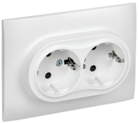 SKANDY Розетка 2-местная с заземлением с защитными шторками 16А в сборе SK-R07W арктический белый IEK