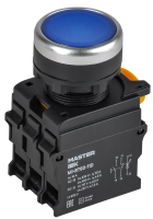 Кнопка с подсветкой d=22мм 1NO+1NC синяя MASTER IEK