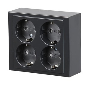 2TKA00001614 - Розетка накладного монтажа, Schuko 4 поста, Impressivo, антрацит