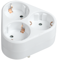 Тройник Т-01/03 3 места с заземлением 16А треугольный белый IEK