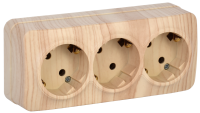 GLORY Розетка 3-местная для открытой установки с заземлением без защитных шторок 16А РС23-3-ХС сосна IEK