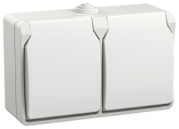 FORS Розетка 2-местная с заземлением для открытой установки 16А IP54 РСб22-3-ФБ белый IEK