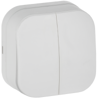 GLORY Выключатель 2-клавишный для открытой установки 10А ВС20-2-0-ХБм белый матовый IEK