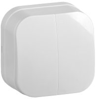 GLORY Выключатель 2-клавишный для открытой установки 10А ВС20-2-0-ХБ белый IEK