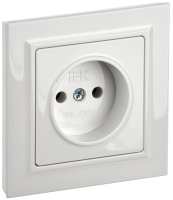 BRITE Розетка 1-местная без заземления без защитных шторок 10А в сб. РСР10-1-0-БрБ белый IEK