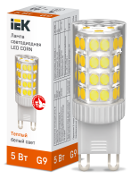 Лампа светодиодная CORN капсула 5Вт 230В 3000К керамика G9 IEK