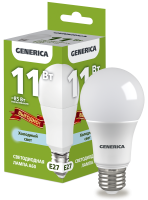 Лампа светодиодная A60 груша 11Вт 230В 6500К E27 ПРОМО GENERICA