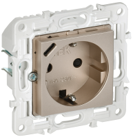 SKANDY Розетка с заземлением с защитными шторками 16А с USB C 18Вт SK-R17Sh шампань IEK