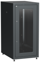 ITK LINEA E Шкаф напольный сетевой 19" 18U 600х800мм стеклянная передняя дверь задняя металлическая черный