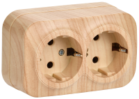 GLORY Розетка 2-местная для открытой установки с заземлением без защитных шторок 16А РС22-3-ХС сосна IEK