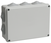 Коробка распаячная КМ41243 для открытой проводки безгалогенная (HF) 190х140х70мм IP44 10 гермовводов серая IEK