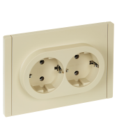 FORTE&PIANO Розетка 2-местная с заземлением без защитных шторок безвинтовое крепление 16А FP424 ваниль IEK