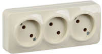 GLORY Розетка 3-местная для открытой установки без заземления без защитных шторок 10А РС23-2-ХК кремовый IEK