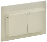 SKANDY Розетка 2-местная и крышкой 16А в сборе IP44 SK-R12B бежевый IEK