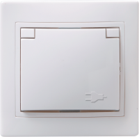 KVARTA Розетка 1-местная с заземлением с защитными шторками с крышкой 16А РСбш10-3-КБ белый GENERICA