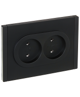 FORTE&PIANO Розетка 2-местная без заземления без защитных шторок безвинтовое крепление 10А FP126 черный IEK
