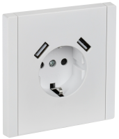 FORTE&PIANO Розетка 1-местная с заземлением с защитными шторками винтовое крепление 16А USB A+A 3,1А FP245 белый IEK