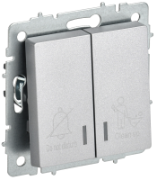 BRITE Выключатель 2-клавишный с индикацией для отелей 10А ВС10-2-9-БрА алюминий IEK