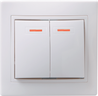 KVARTA Выключатель 2-клавишный с индикацией 10А ВС10-2-1-КБ белый GENERICA
