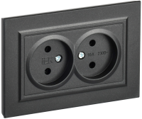 BRITE Розетка 2-местная без заземления без защитных шторок 10А в сборе РС12-2-БрЧ черный IEK