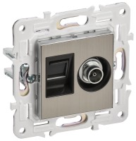SKANDY Розетка двойная TV+RJ45 кат.5E SK-A14N металл никель IEK