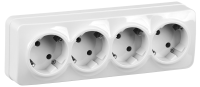 GLORY Розетка 4-местная для открытой установки с заземлением без защитных шторок 16А РС24-3-ХБ белый IEK