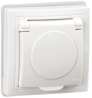 KVARTA Розетка с заземлением с защитными шторками с крышкой 16А IP44 РСбш10-3-КБ-44 белый GENERICA